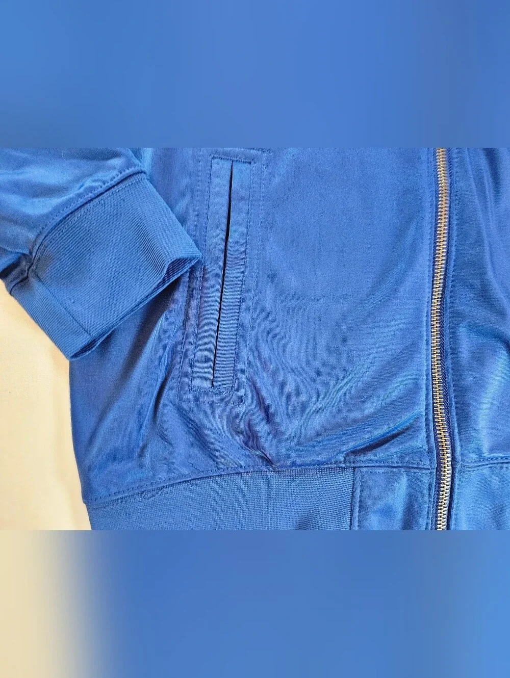 Converse All Star Boys Blue Zip Up Long Sleeve Pocketed Track Jacket Size Large